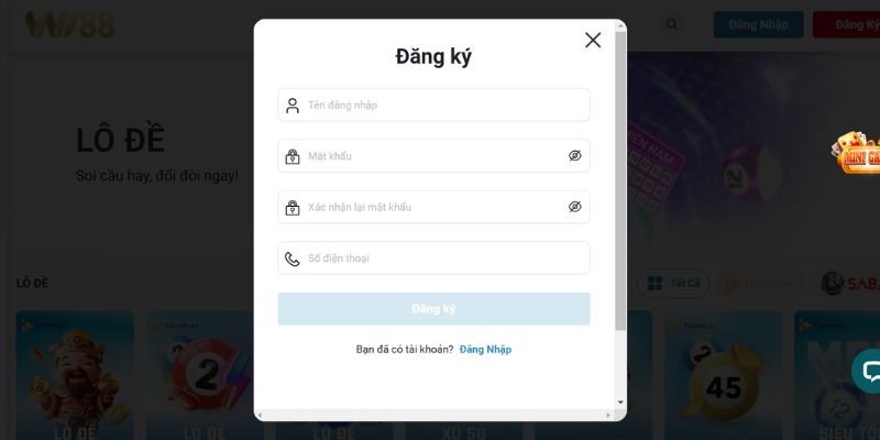 Hướng dẫn đăng ký tài khoản WI88 cho newbie